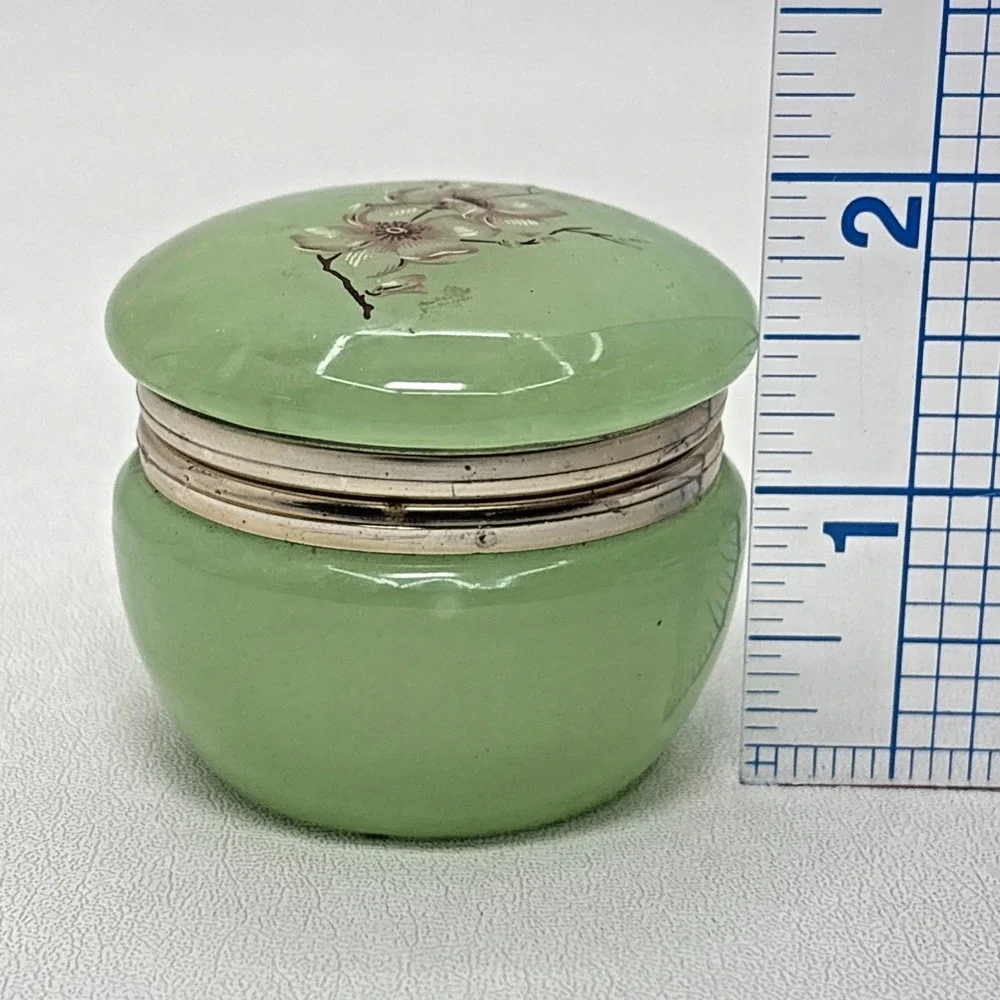 Vintage Aram Alabaster Jewlery Trinket Box Floral Design Made in Florence Italy